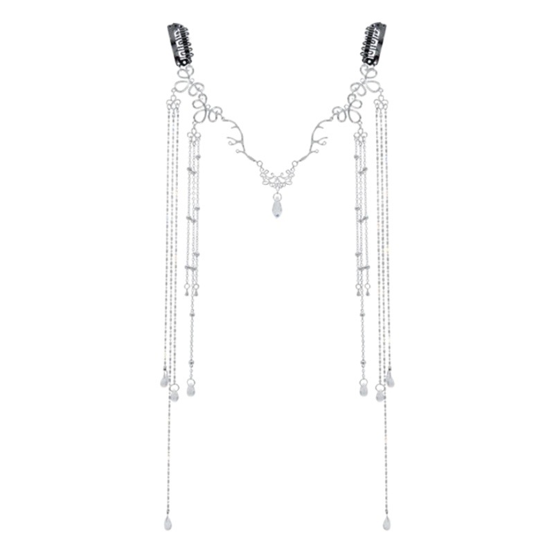 Hada en xinkan vintage hecho a mano gota de agua borla horquilla superficie cortina frente decoración ceja colgante Hanfu estilo antiguo accesorios para el cabello