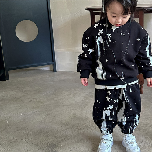 Boys' fleece sweatshirt suit autumn and winter  new children's tops autumn thickened long-sleeved boys' pullover