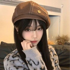 早秋复古金属小标八角贝雷帽女英伦风文艺休闲百搭显脸小画家帽子