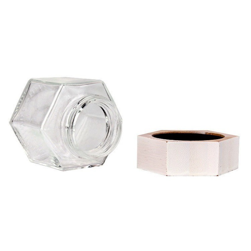 新款松木盖膏霜瓶70ml 平肩六棱蜂蜜瓶 透明现货化妆品面霜分装瓶