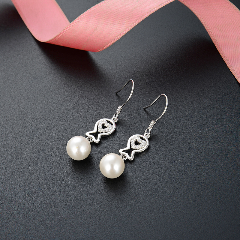 Comercio exterior diseño creativo joyería oído gancho Corea del Sur s925 pendientes de perlas de plata pendientes elegantes de las mujeres al por mayor