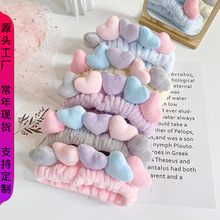 韩版可爱小爱心洗脸束发带女美妆运动发箍头饰珊瑚绒头巾发饰批发