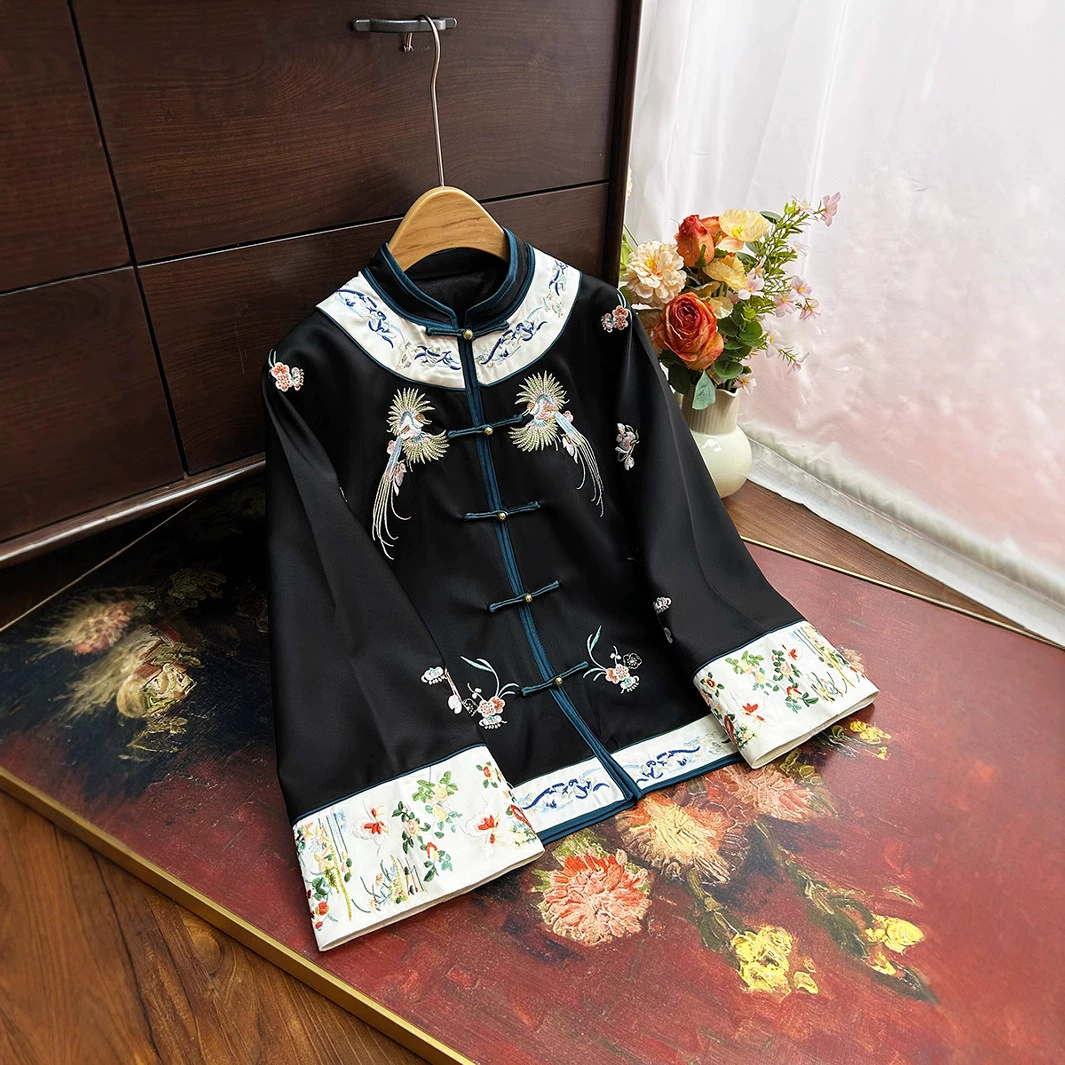 Новая китайская тяжелая промышленная вышивка куртка женская весна 2025 новый национальный стиль ретро высокого класса моды темперамент блузка