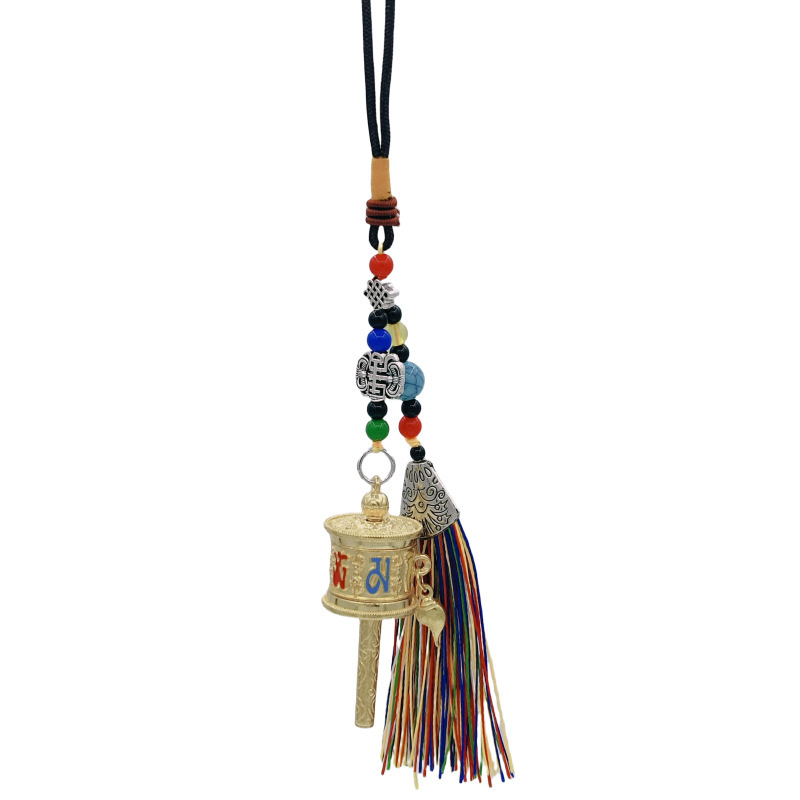 Xizang Hand-Cranked Prayer Wheel Alloy Pendant Home Decor Mini Xizang Prop Souvenir