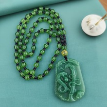 热销爆款玻璃仿玉12生肖长款毛衣链男女民族风本命年十二生肖吊坠