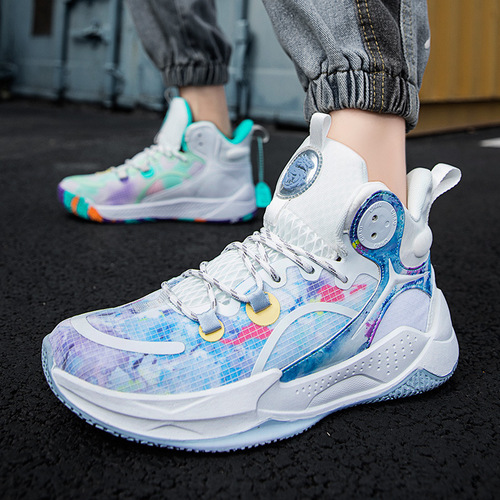 852 Men's and Women's Shoes Basketball Shoes Spring and Winter Camouflage Mesh Cloth Youth Student Sports Shoes Trendy Shoes Couples Anti-Slip