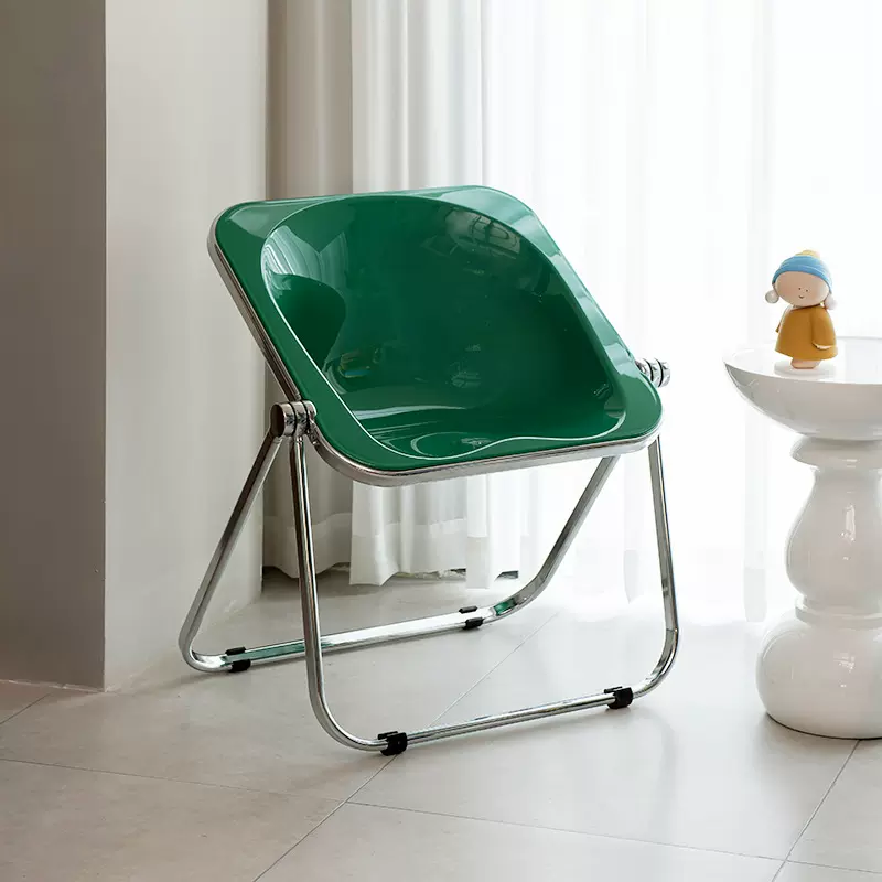 2022年创意 爆款欧式轻奢金属纯色简洁透明折叠椅 ins折叠凳子