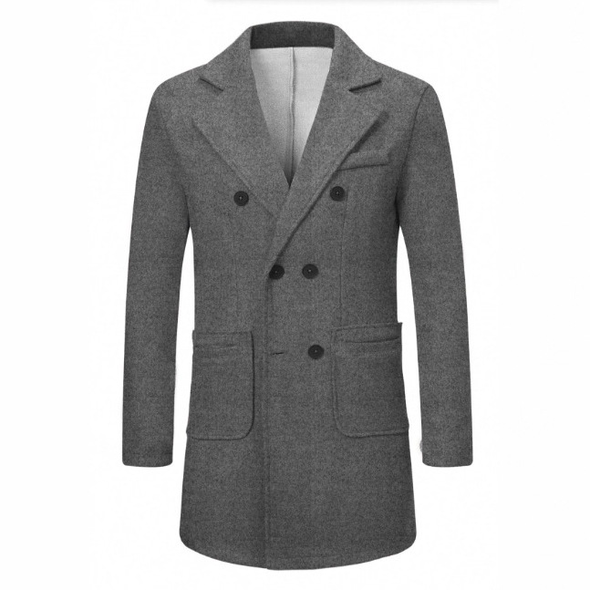Herfst/winter 2025 Internationale handelscollectie, grensoverschrijdende Europese en Amerikaanse wollen herenoverjas, casual trenchcoat 026_voghion.com