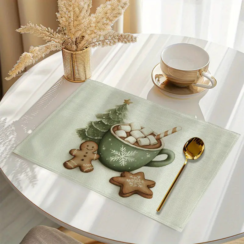 Transfronterizos lino almohadilla de mesa Aliexpress TEMU Amazon almohadilla de mesa cuadrada búfalo rojo almohadilla de Navidad Día de la Independencia