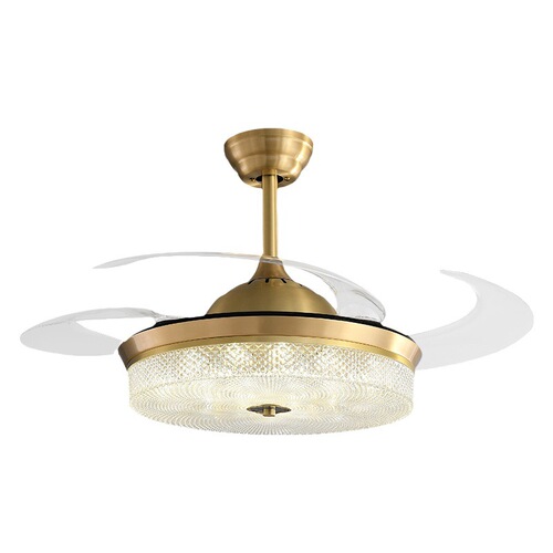 New Chinese-style full-copper fan lamp invisible hotel tea house restaurant living room bedroom variable frequency motor silent Zhongshan factory