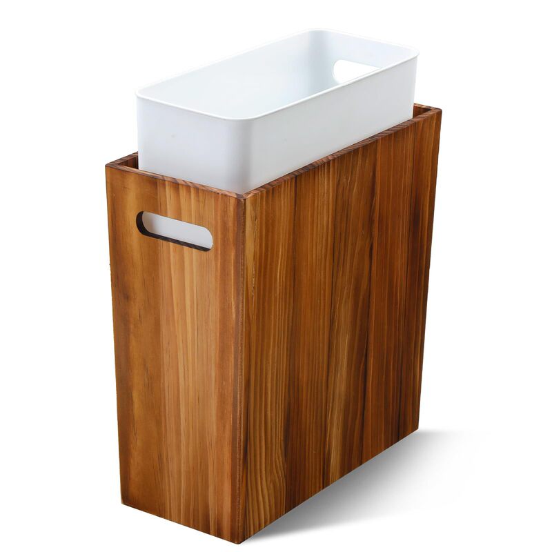 Wooden Trash Can, Solid Wood Bathroom Trash Can, Narrow Trash Can, Decorative Trash Can for Bathroom, Bedroom, Office Wooden Trash Can, Solid Wood Bathroom Trash Can, Narrow Trash Can, Decorative Trash Can for Bathroom, Bedroom, Office