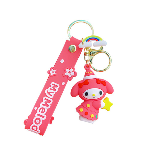 Couple Keychain Cartoon Doll School Bag Pendant Bag Pendant Car Keychain PVC Soft Plastic Doll Wholesale