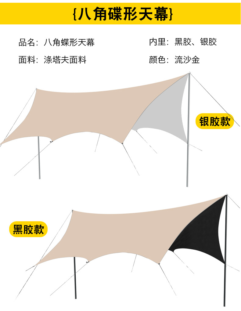Vinyl Canopy Tent Outdoor Portable Large Camping Equipment Camping Picnic Sunshade Tent Rainproof Windproof