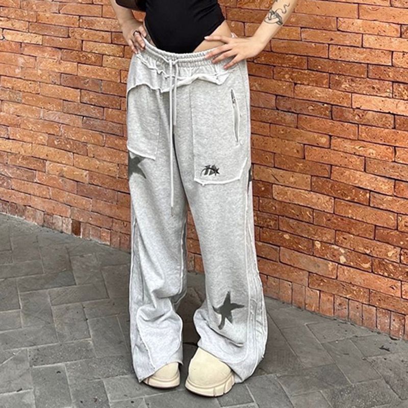 女性用スポーツパンツ 2025 春夏薄い黒ハイウエストワイドレッグパンツルーズストレートフロアレングスカジュアルパンツ|undefined