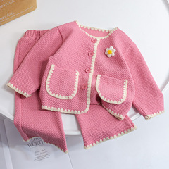 Girls' spring suit Internet celebrity small fragrant jacket children's Korean style baby girl spring and autumn fashionable two-piece set