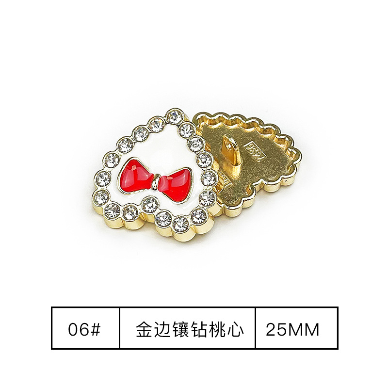 6# Gold edge with diamond heart 25mm