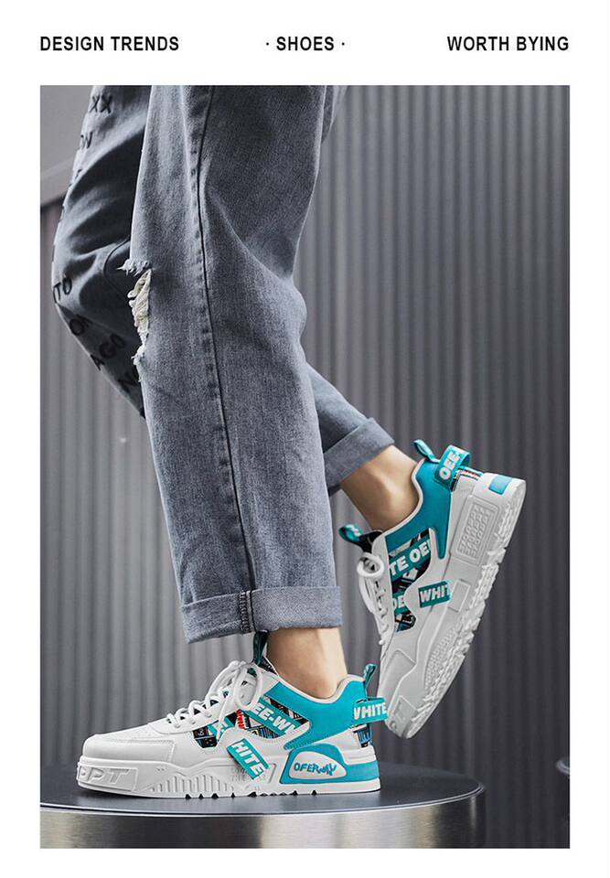 Giày thể thao nam màu trắng thoáng khí đế dày phong cách Hàn, giày sneaker đa năng thắt dây — E161 trắng đen, Màu Kaki E161 chi tiết 10