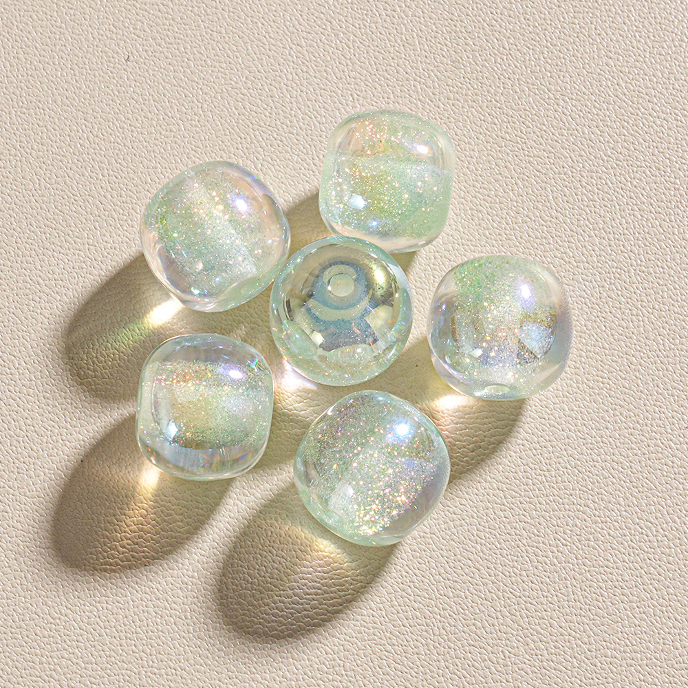 25 caramelos destellan 12MM cuentas de muelle con cuentas brazaletes de bricolaje cadena de teléfono móvil resina transparente accesorios de cuentas de cubo al por mayor image 14