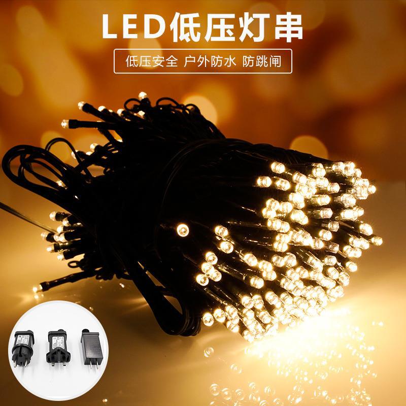 Cadena de luz solar transfronteriza cadena de luz led al aire libre 24v de baja presión proyecto de paisaje de césped iluminación impermeable cadena de luz LED