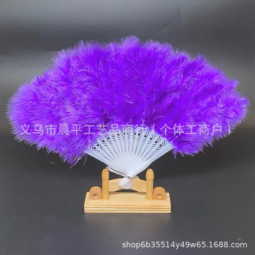 16-piece feather fan, costume shooting, cheongsam catwalk show, bridal accessories, ball square stage performance props
