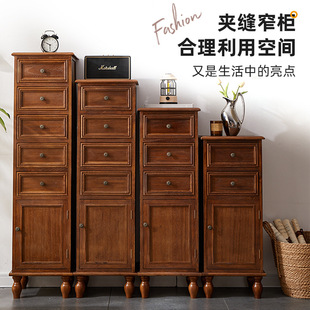 New American-Style Chest of Drawers, Retro Storage Cabinet, Drawer-Type Solid Wood Storage Cabinet with Door, Narrow Cabinet, Sandwich Storage Cabinet, Bedroom