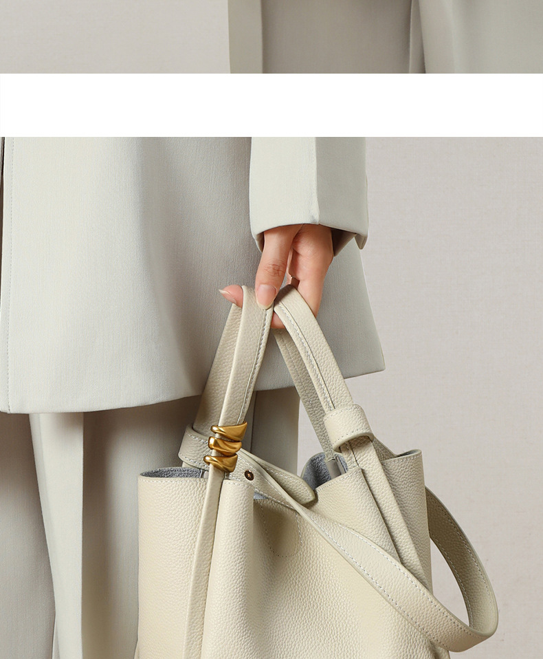 Women’s Bags this year's popular new style versatile bucket bag, niche designer genuine leather hand held vegetable basket_voghion.com