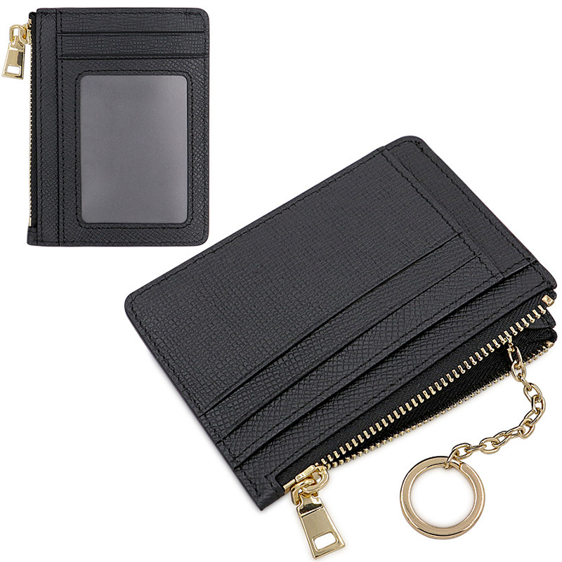 Explosive Men's Genuine Leather Change Card Holder Cow Leather Multi-Card RFID Card Holder Mini Portable Small Wallet Key Bag