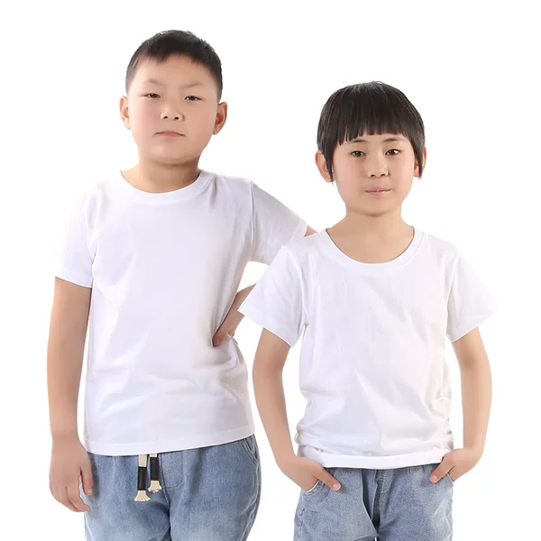 Children's Combed Cotton Round-Neck White T-Shirt with Hand-Drawn Tie-Dye Design, Short-Sleeved Class Uniform, DIY Printed Logo Advertising Shirt