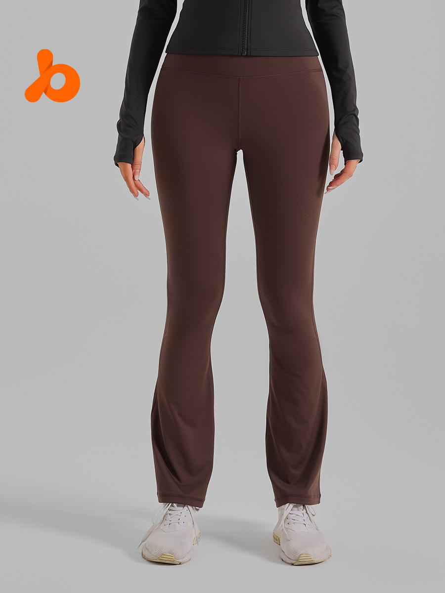 Pantalones de yoga deportivos de cintura alta, ajustados, de tacto suave, color nude, estilo europeo, transfronterizos, de alta elasticidad.