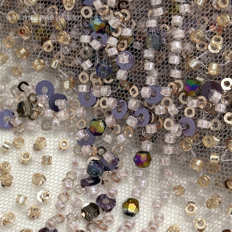 Industria pesada Gaoding vestido de boda tela bordada encaje tubo bordado tela de moda tela de malla sequilla en stock