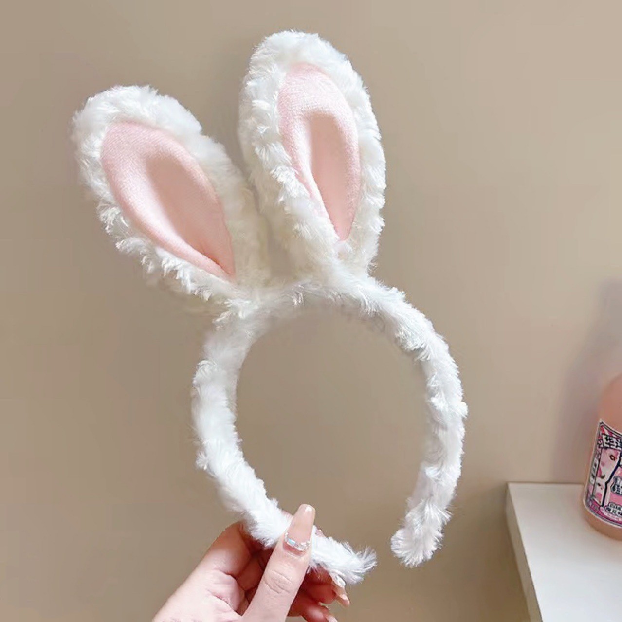 Nuevo lindo arco de pascua orejas de conejo de peluche de encaje lavar la cara correa de cabeza al por mayor