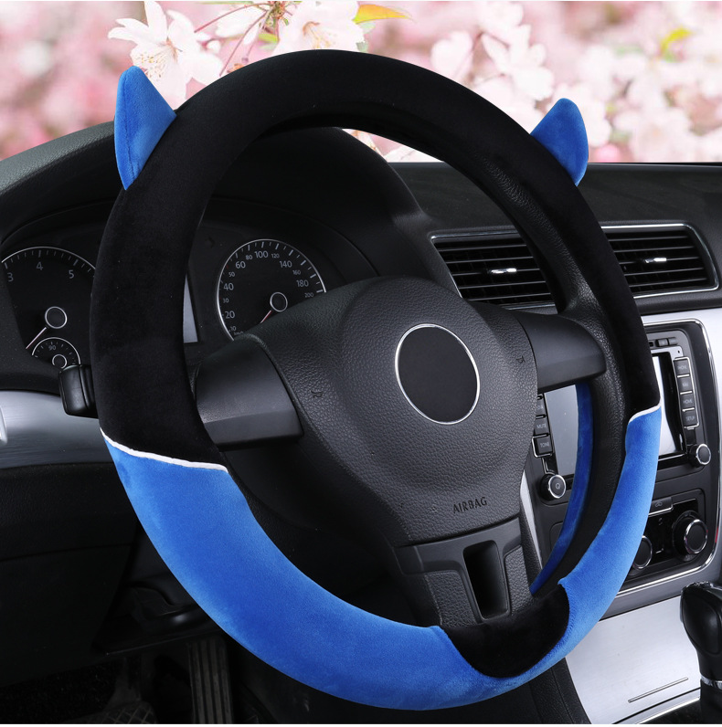 New Cartoon Little Devil Car Steering Wheel Cover Men's and Women's Cute Short Plush Fashion Car Handicap Cover Autumn and Winter