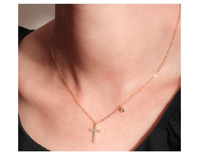 925 Sterling Silber Kabelkette Überzug Kreuzen Halskette Mit Anhänger display picture 4