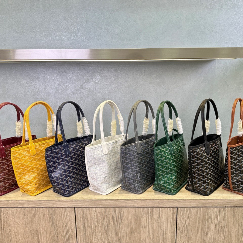 Goyard cotton-linen mini shopping bag, dog-tooth pattern basket bag, lychee pattern cowhide handbag, shoulder tote bag