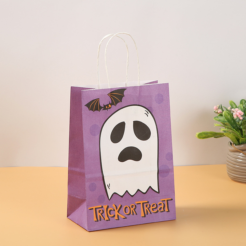 food packaging bag Storage & Cleaning 1 Piece Quantity Daily Occasion Halloween Cool Style Pumpkin Spider Web Ghost Kraft Paper Daily Gift Bags 1 Piece