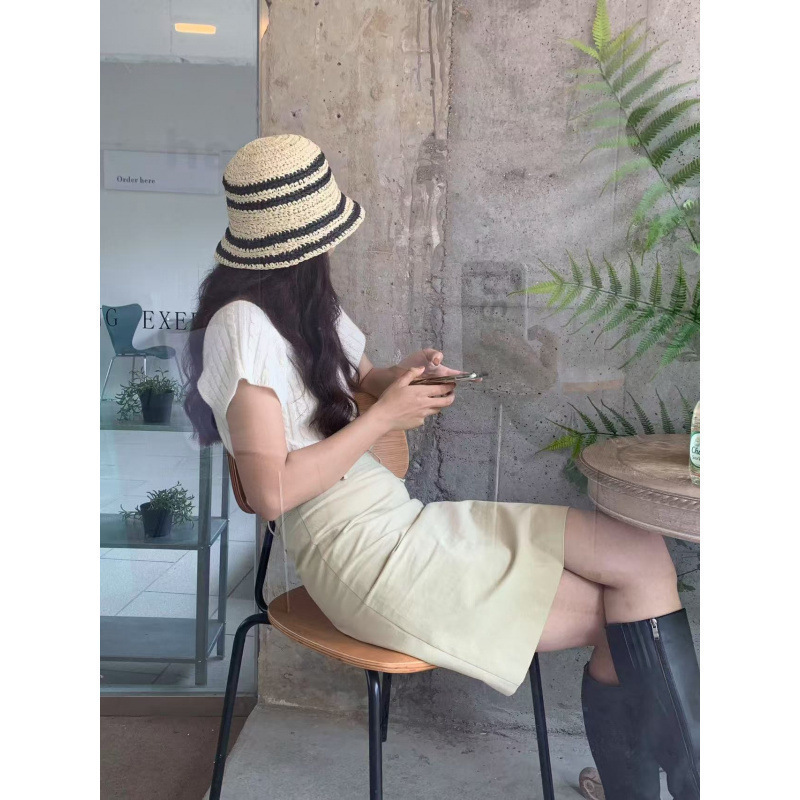 高品质~拉菲镂空平顶帽子女新款夏季礼帽|undefined