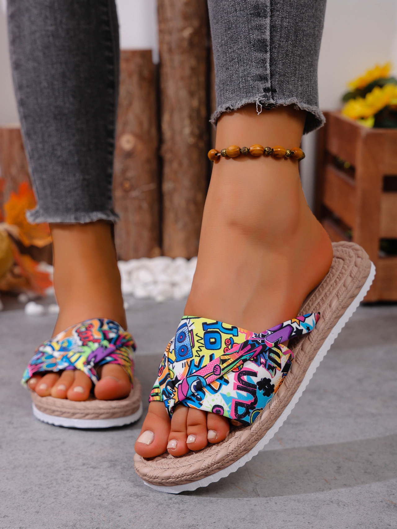 Women's Ethnic Style Flat Slides Sandals Summer Outdoor Beach_voghion.com