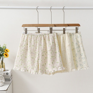 Pure Cotton Gauze Maternity Sleep Pants, Non-Tightening, Summer Thin Shorts, High-Waisted, Belly-Supporting, Adjustable Postpartum Home Pants