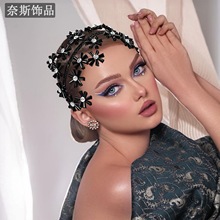 奈斯NS404 复古夸张欧美风花朵头饰黑色宽边发箍韩版轻奢气质发带