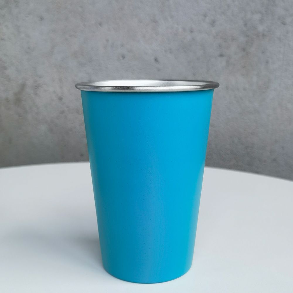 Taza de camping azul mar esmerilado