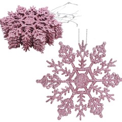 クリスマススノーフレークオニオンパウダープラスチックスノーフレーク10CM 12個カラフルなクリスマスオーナメントグリッタースノーフレーククリスマスペンダント