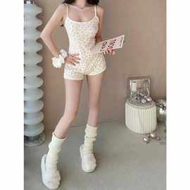 连身裤无袖碎花裤子女士收腰休闲家居服舒适连裤袜热卖热女设计潮