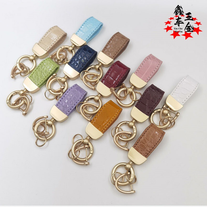 Crocodile pattern French keychain mini short car key chain high-end pendant fashion decorative gift key ring