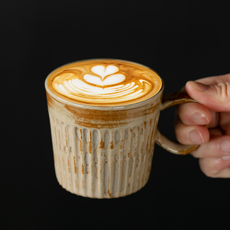 Crude Pottery Coffee Cup Japanese Style Vintage Ceramic Water Cup Latte Cappuccino Flower Cup Mug Afternoon Tea Cup