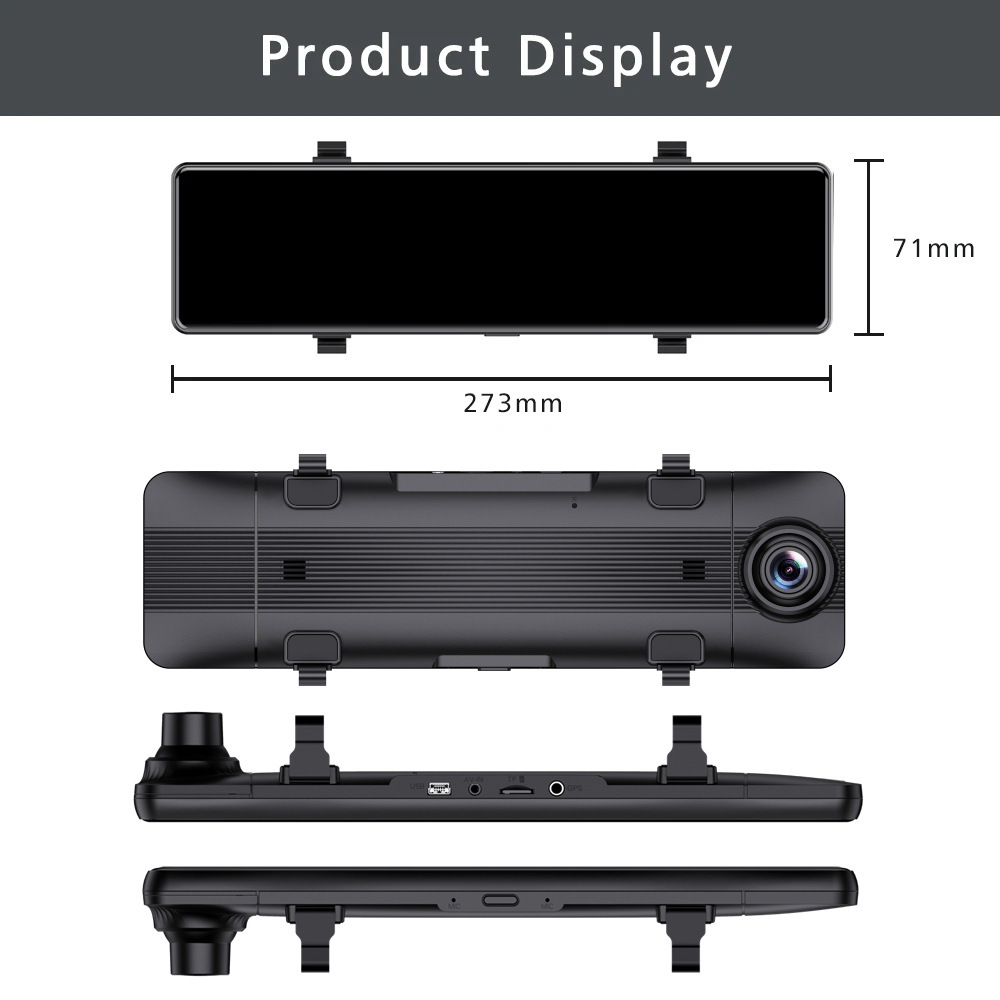Cross-border screen driving recorder streaming media rearview mirror 4K HD Carplay before and after double recording GPS track