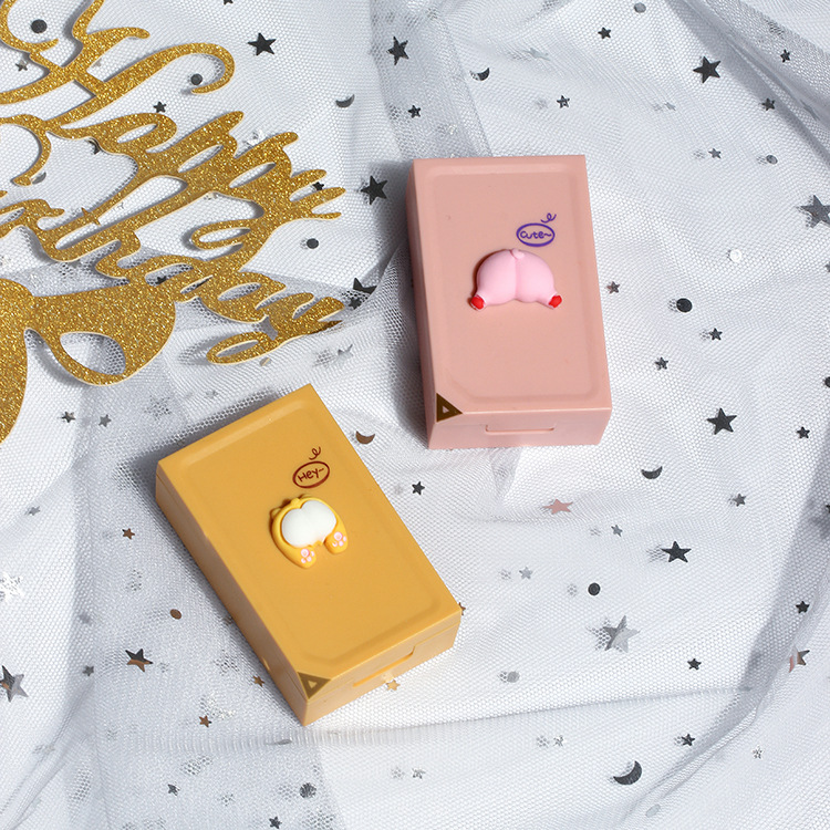 隐形眼镜盒纯色底盒伴侣盒美瞳盒护理盒磨砂面塑料双联盒批发