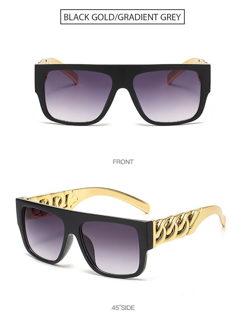 60g Weight Full Frame Glasses Structure Sunglasses Classification Ac, UV400 Protection Lens Material Square Glasses Style Party, Street Occasion Geometric Pattern Unisex Gender IG Style, Punk Style Grey, Black Color IG Style Punk Geometric Ac UV400 Protection Square Full Frame Men's Sunglasses 8