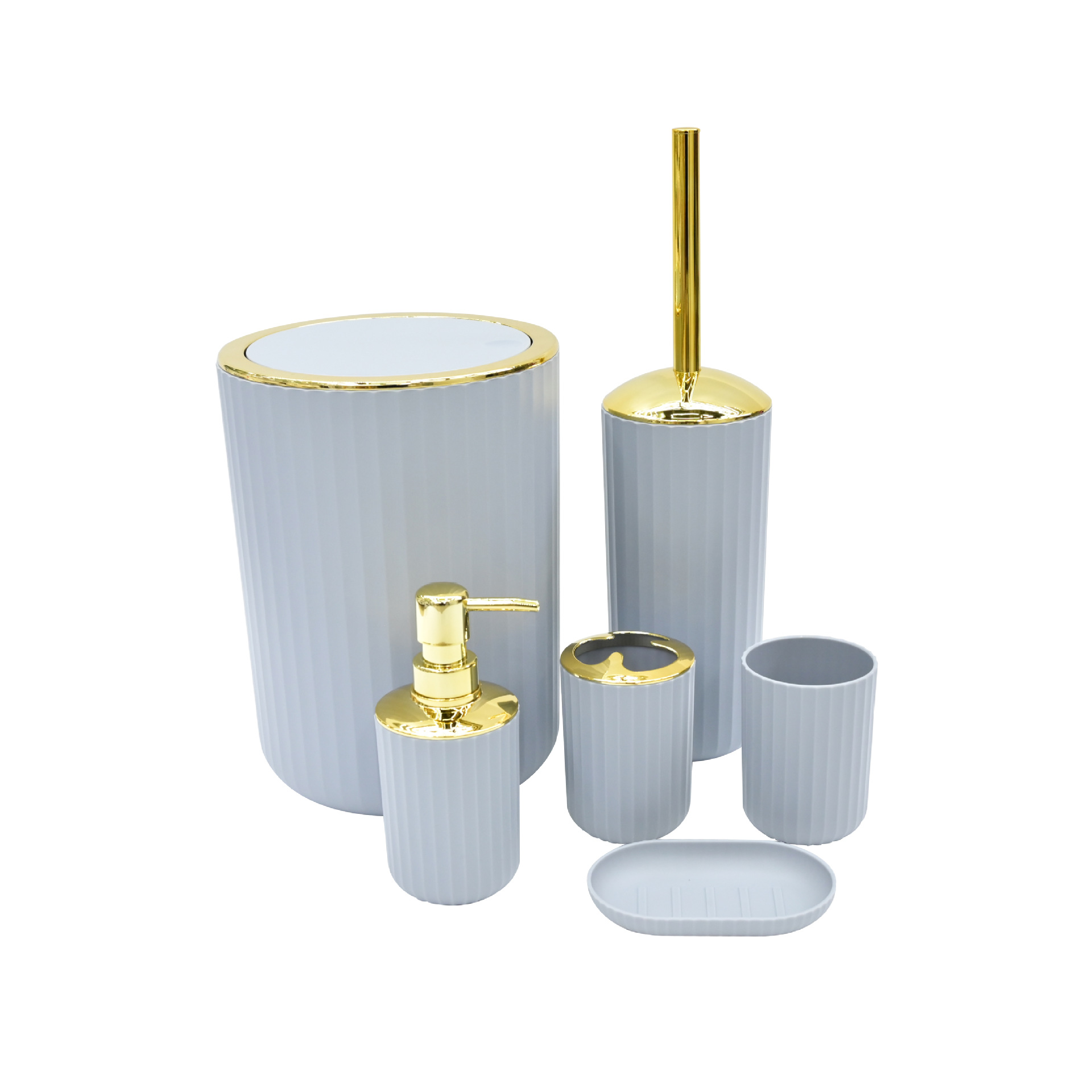 Color puro plástico galvanizado plateado juego de seis piezas estante para cepillos de dientes caja de jabón cepillo de baño almacenamiento de baño kit de lavado