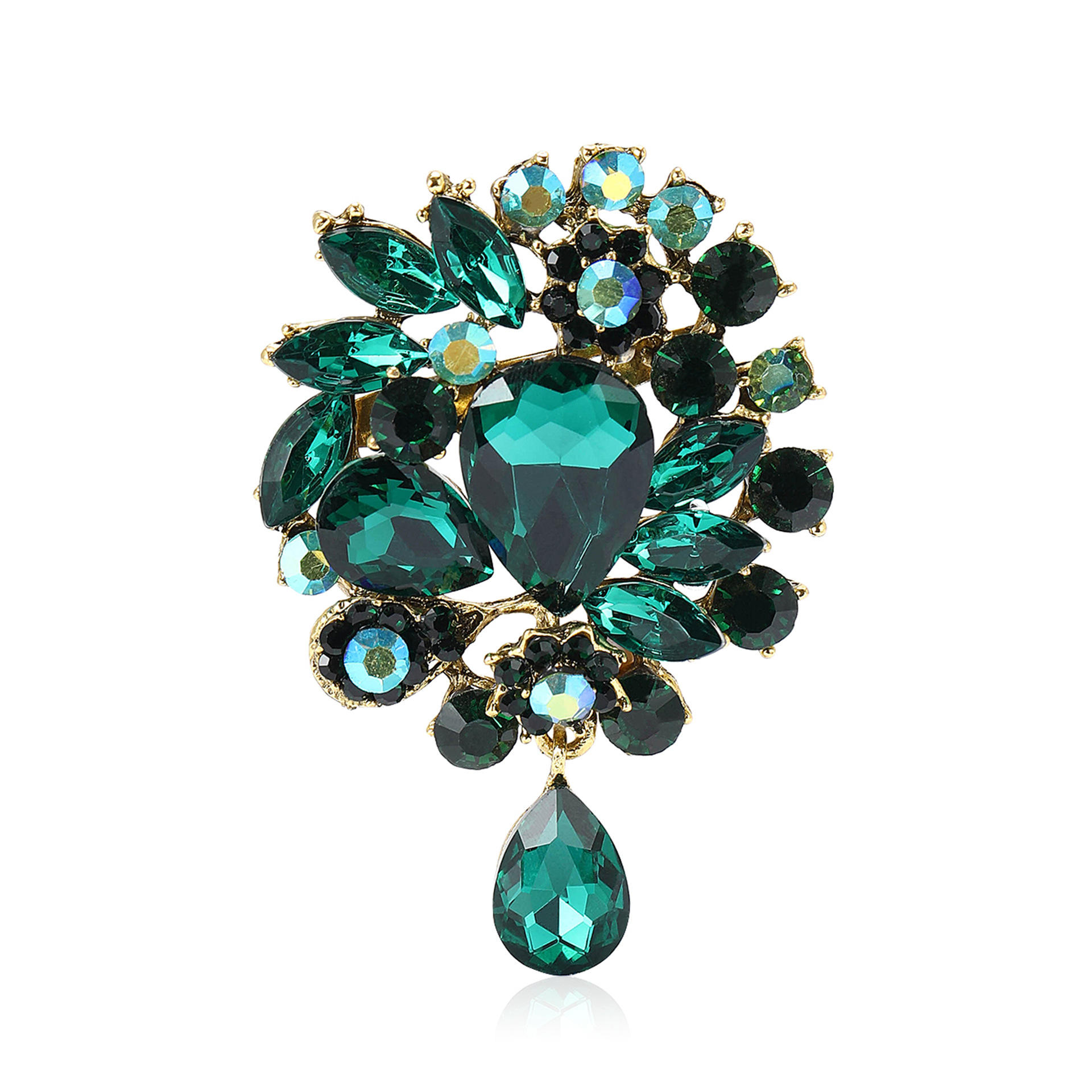 Vintage Damenbrosche Mit Perlen Kristall Und Emaille Blumen Design_voghion.com