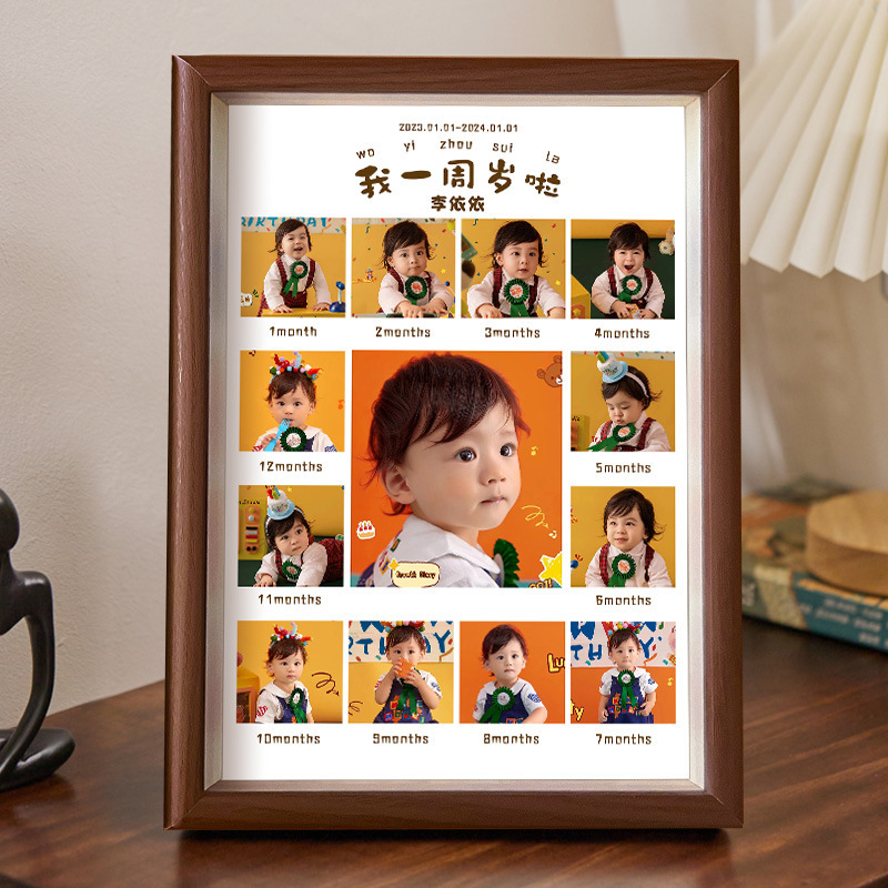 Children's Year-old Record Zodiac Photos Baby Growth Commemoration Birth to Year-old Memorial Table